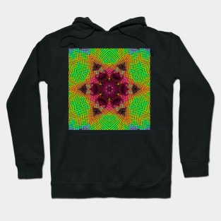 Weave Mandala Green Orange and Pink Hoodie